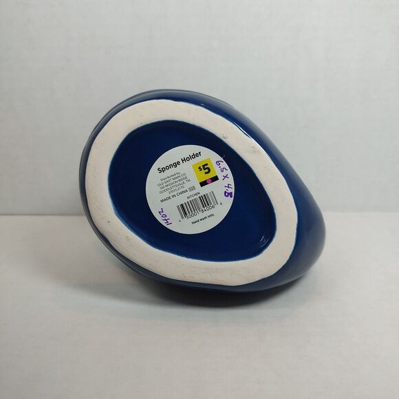 Navy Blue Whale Ceramic Kitchen Sponge Holder Multipurpose Figurine Nautical - Picture 8 of 16